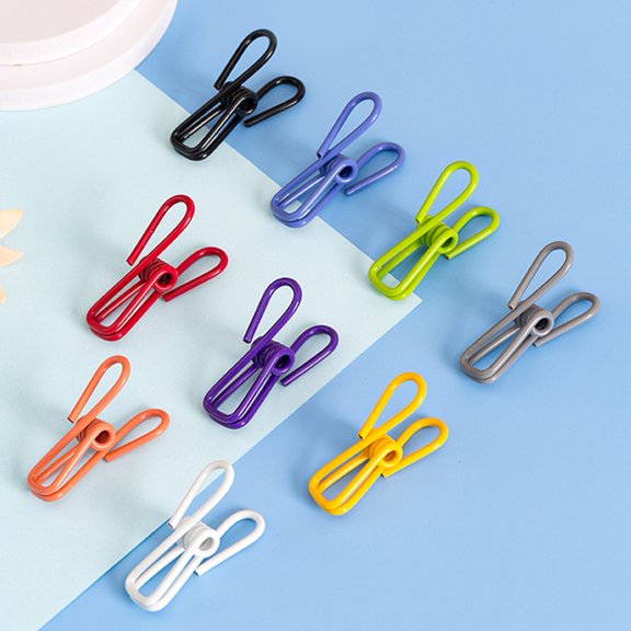 sunsanly 10 Pcs Clothes Hanger Clips Stainless Elastic Heavy Duty Anti-slip Stable Windproof Socks Underpants Scarf Holding Clips Food Package Chips Bag Sealing Clips