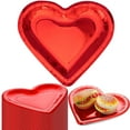 thumbnail image 1 of sunsanly 10 Pcs Disposable Paper Plates Solid Color Heat Resistant Smooth Surface Food Grade No Odor Catering Lightweight Heart Shape Disposable Picnic Cake Trays Party Favors, 1 of 8