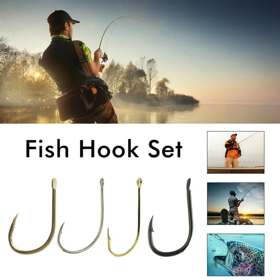 sunsanly 100Pcs/Box Metal Fishhook Number 3 to 12 Heavy Duty Barbed Fishing Hook Freshwater Saltwater Bass Trout Walleye Fishing Accessories