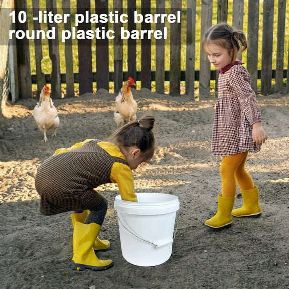 sunsanly 10L Plastic Bucket with Lid Metal Handle Heavy Duty Large Capacity Portable Reusable Multipurpose Pail Food Water Storage Bucket Container