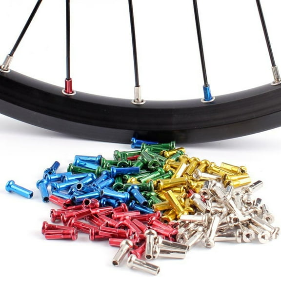 sunsanly 10Pcs Bike Spoke Nipple Colorful Lightweight Heavy Duty Metal Mountain Road Folding Bicycle Spoke End Tip Cover Bike Accessories