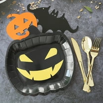 sunsanly 10Pcs Halloween Paper Plates Pumpkin Disposable Dinner Plates Grimace Pattern Party Dinner Tableware Supplies Snack Plates