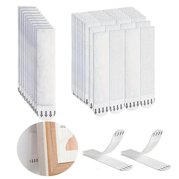 sunsanly 12 Pairs Picture Hanging Strip Heavy Duty Sticky Picture Hanger Removable No Nails Adhesive Photo Frame Mounting Artwork Poster Wall Hanging Tape