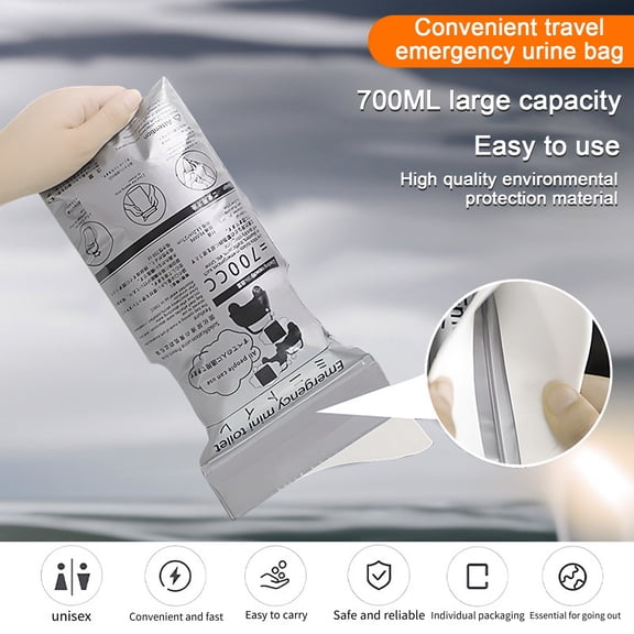sunsanly 12Pcs 700CC Disposable Urine Bag Leakproof Portable Travel Self-Driving Car Tour Traffic Jam Camping Men Women Pee Vomit Emergency Pouch