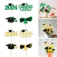 thumbnail image 1 of sunsanly 16Pcs/Set Cake Card Class of 2024 Graduation Black Golden Theme Table Toppers Centerpieces Graduation Party Decoration, 1 of 8