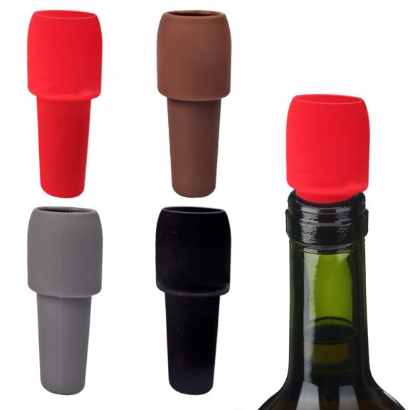 sunsanly 2 Pcs Wine Stoppers Bottle Corks Silicone Great Double Seal Leakproof No Odor Food Grade Resuable Elastic Universal Fresh-keeping Champagne Wine Beer Bottole Stoppers