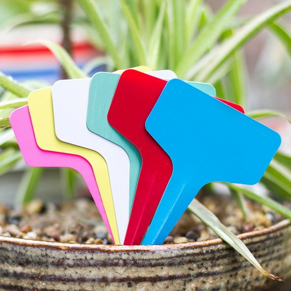 sunsanly 200Pcs Plant Labels Waterproof Flower Potting Name Markers T-Shaped Design Nursery Plant Tags Label Potted Plant Stakes