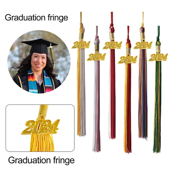sunsanly 2024 Graduation PhD Hat Tassel with Golden Date Charms Lightweight Metal Date Pendant Sophisticated Graduation Accessory