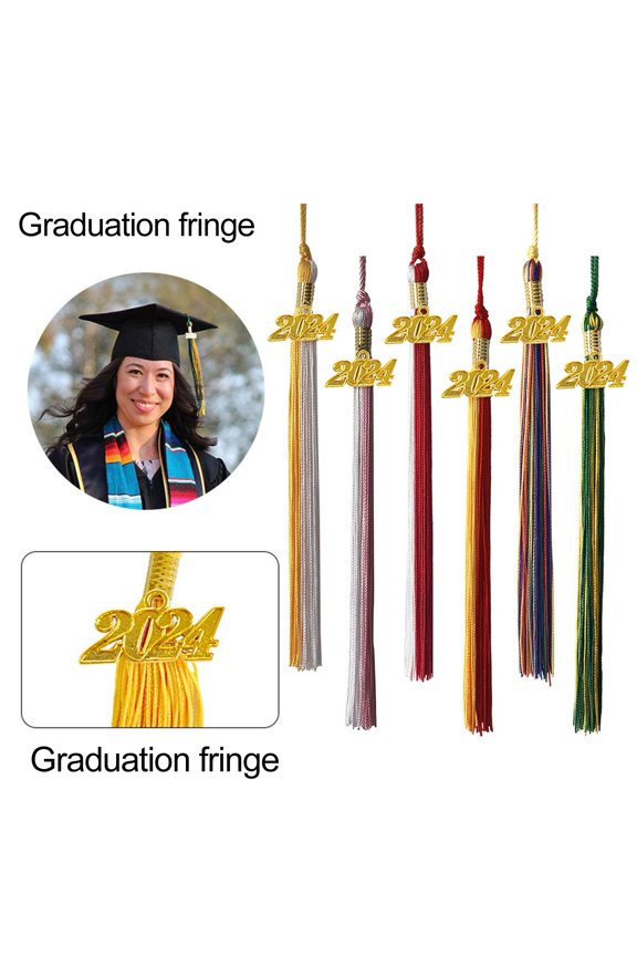 2024 Graduation PhD Hat Tassel with Golden Date Charms Lightweight Metal Date Pendant Sophisticated Graduation Accessory