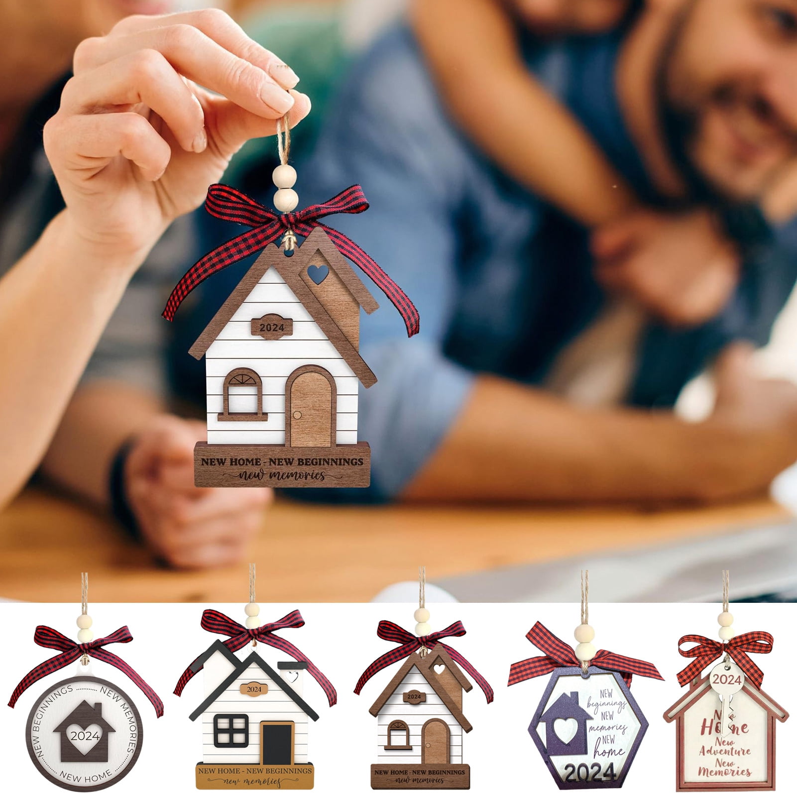 sunsanly 2024 Hanging Wooden House Decoration Farmhouse Rustic New Home ...
