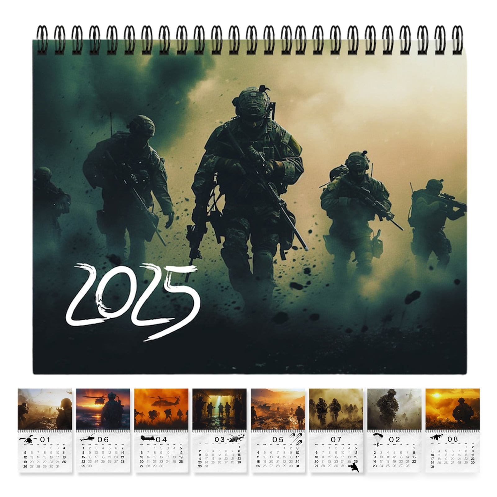 sunsanly 2025 MilitaryThemed Calendar Office Monthly Planner Holiday
