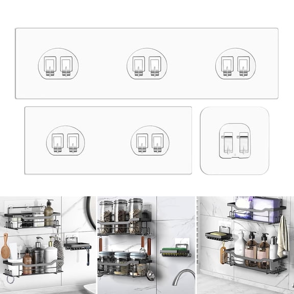 sunsanly 21Pcs Strong Adhesive Hooks Shower Caddy Waterproof Scratch-Resistant 30 Lbs Load Capacity No Drilling Installation Wall Hooks