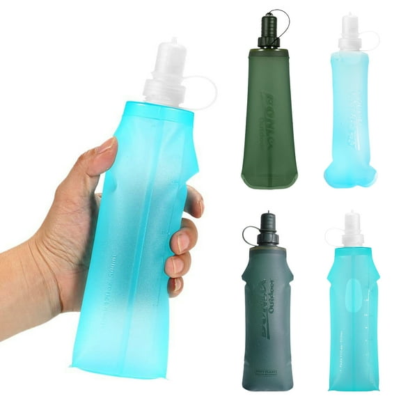 sunsanly 250/500ML Folding Water Bottles TPU Water Pouch BPA-Free Collapsible Flask for Running Hiking Cycling Climbing