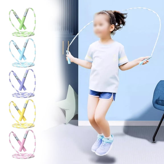 sunsanly 280CM Kids Skipping Rope Segmented Soft Bead Adjustable Signable Non-slip Handle Tangle-Free Physical Testing Training Students Jump Rope