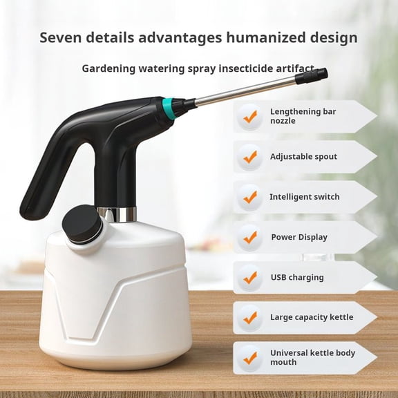 sunsanly 2L Electric Spray Bottle USB Rechargeable Garden Sprayer with Adjustable Nozzle Multi-function Spray Bottle with Battery Indicator for Watering Disinfection Spraying