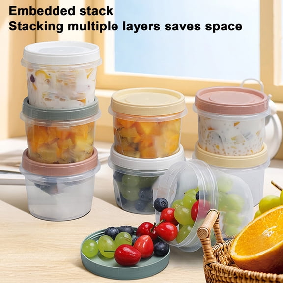 sunsanly 2Pcs Airtight Freezer Containers Set with Twist Top Lids 400/500/700ml BPA-Free Sealed Crisper Box for Kitchen Meal Prep Leak-Proof Round Container