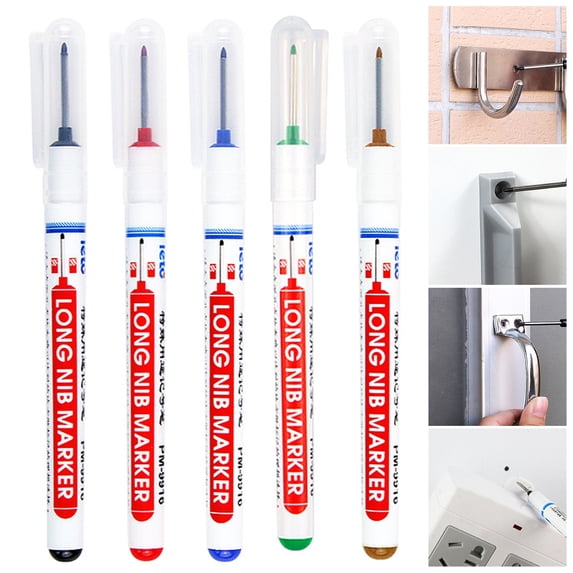 sunsanly 2Pcs Carpenter Pen Long Head Waterproof Multi-purpose Decoration Deep Hole Ceramic Tile Marker Pen Woodworking Tool