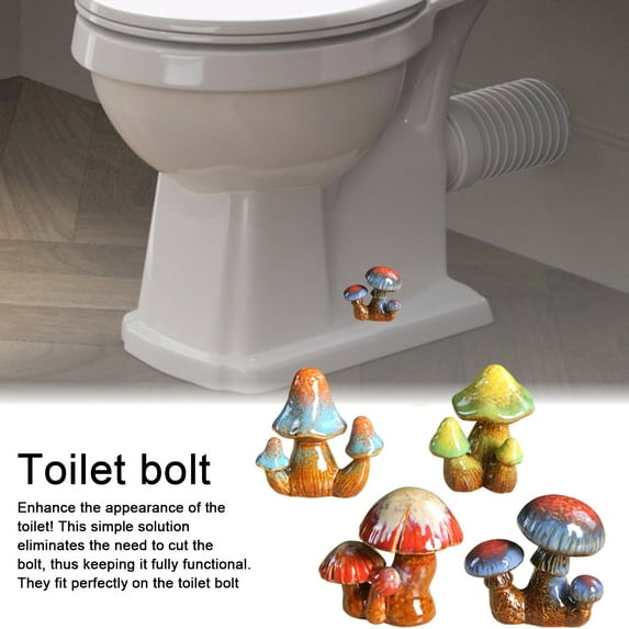sunsanly 2Pcs Mushroom Toilet Bolt Cover Resin Colorful Mushroom Figurine Waterproof Toilet Bolt Screw Decorative Cover Home Hotel Bathroom Ornament