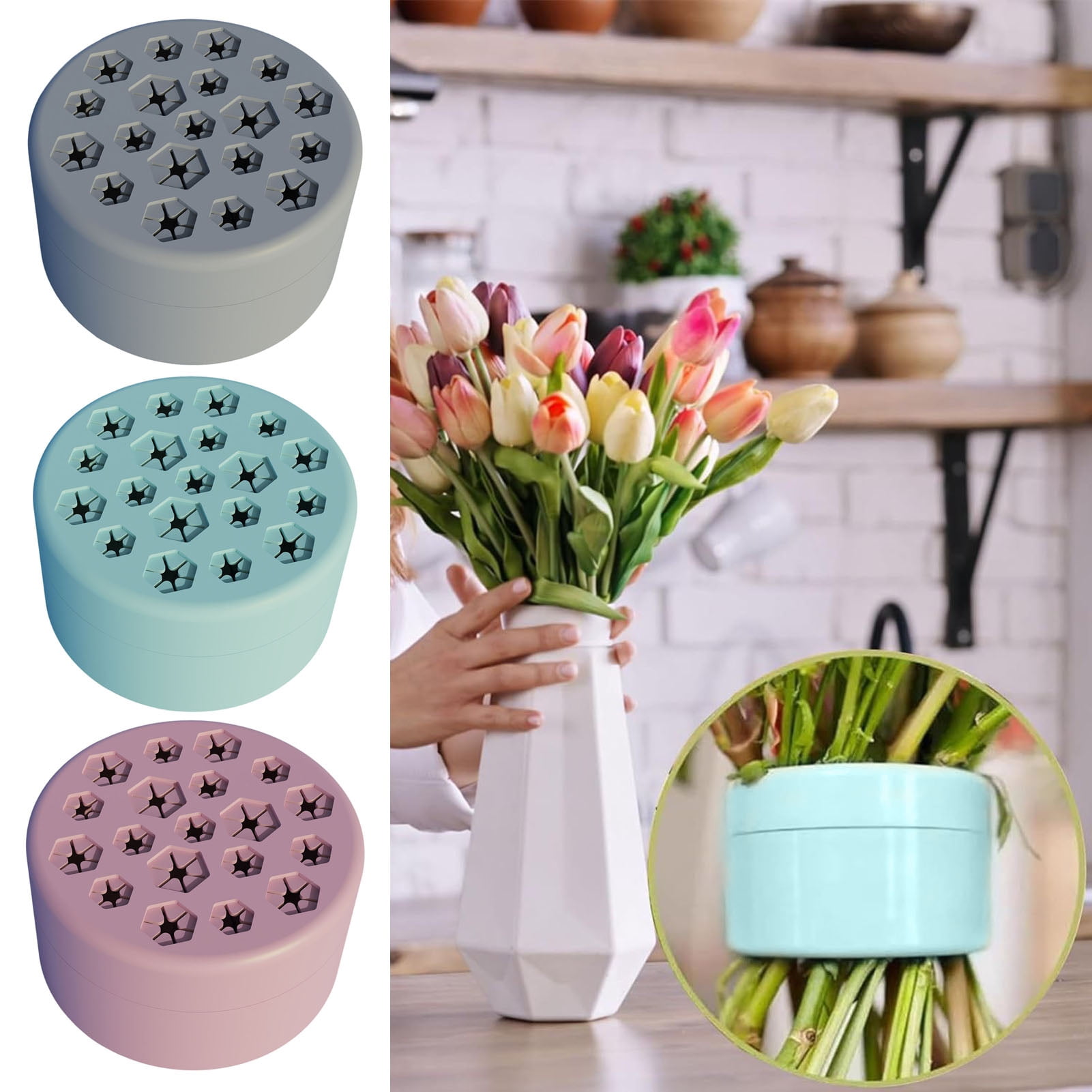 sunsanly 2Pcs Silicone Spiral Stem Holder Vase Insert Flower Arranger ...