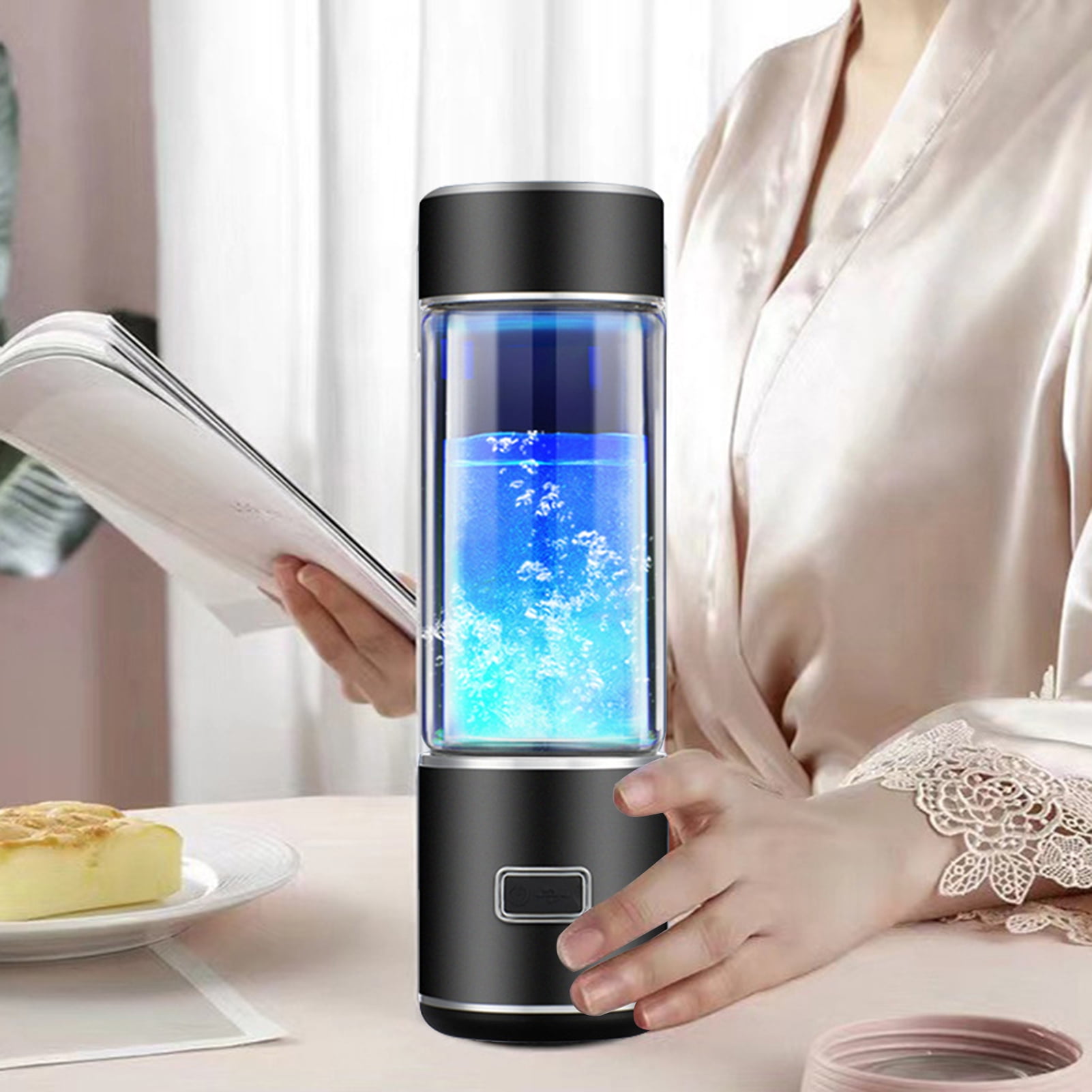 sunsanly 300ML Hydrogen Rich Water Bottle SPE PEM Technology Portable Glass Hydrogen Water Generator Healthy Glass Drinking Cup Birthday Gift
