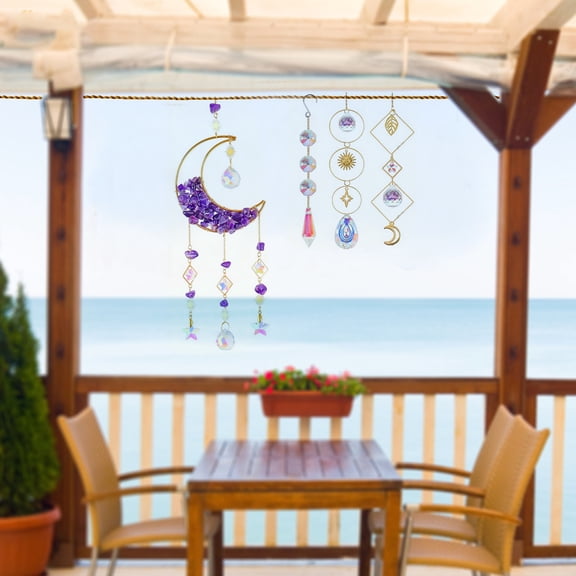 sunsanly 300Pcs/Set DIY Sun Catcher Kit with Fake Crystal Beads Sun Moon Star Rainbow Maker Prism Hanging Decoration Making Supplies