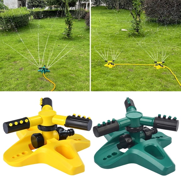 sunsanly 360-Degree Rotating Lawn Sprinkler with 3 Arm 2 Modes Adjustable Customizable Spray Area Garden Yard Water Sprinkler Attachment