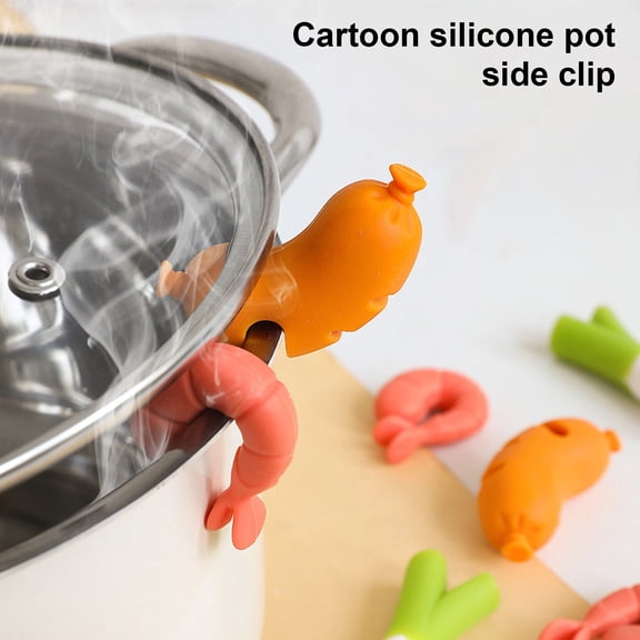sunsanly 3Pcs Spill-proof Lid Lifter Silicone Cartoon Shape Heat Resistant Pot Overflow Preventer Kitchen Tool Stovetop Splatter Guard