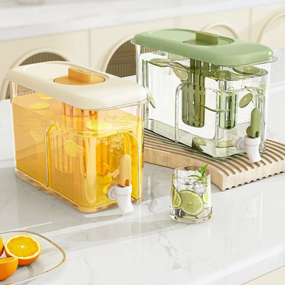 sunsanly 4L Cold Water Bottle with Faucet Cold Kettle Fruit Teapot Beverage Liquid Drink Container for Home Bar Kitchen