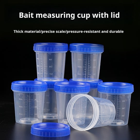 sunsanly 4Pcs Salad Dressing Containers Measuring Cup Set with Threaded Lid Good Sealing Clear Scale Design Leak-Proof Fishing Bait Containers
