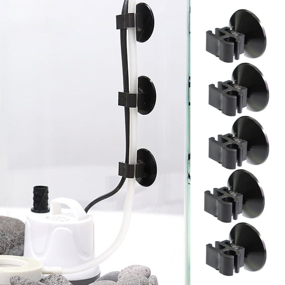 sunsanly 5 Pcs Aquarium Suction Cup Double-ended Buckle for Square And Round Tube Fish Tank Oxygen Tube Hose Pump Power Cord Buckle Wire Finisher Fastener Aquarium Accessories