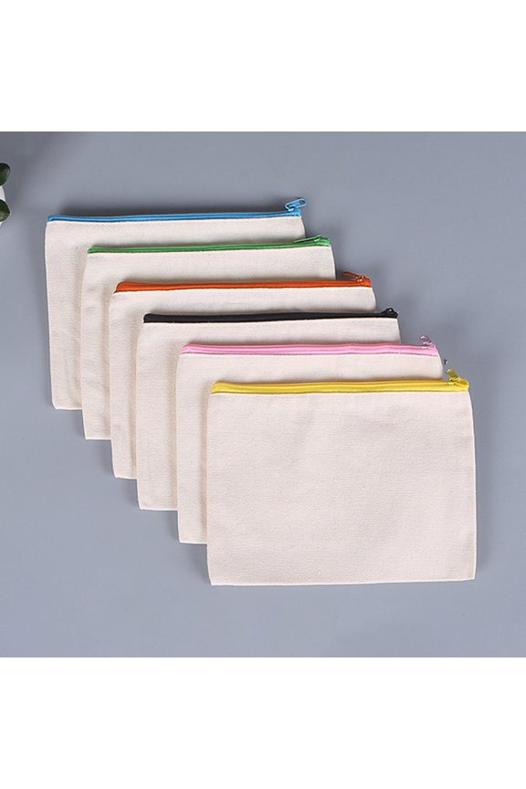 5 Pcs Canvas Pencil Case Zipper Closure Solid Color Large Capacity Cosmetic Pouch Staintionery Stoarge Bag Outdoor Makeup Organizer