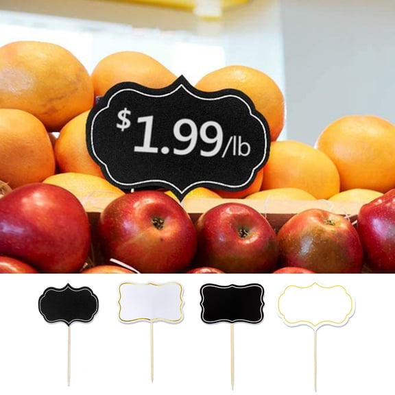sunsanly 50Pcs Cake Signs Mini Chalkboard Food Signs Birthday Party Decorations Cheese Markers Cupcake Toppers Cake Blessing Labels