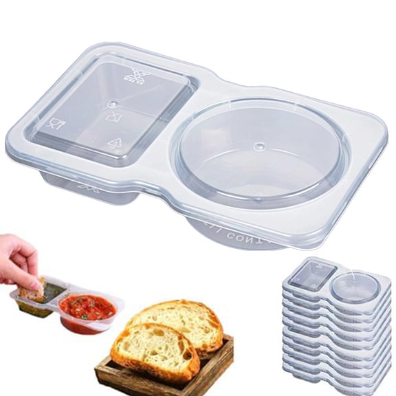 sunsanly 50Pcs Double-Walled Condiment Containers with Lids 2 Compartment Sauce Box for Snacks Salad Dressings Reusable Snack Containers for Travel Sampling