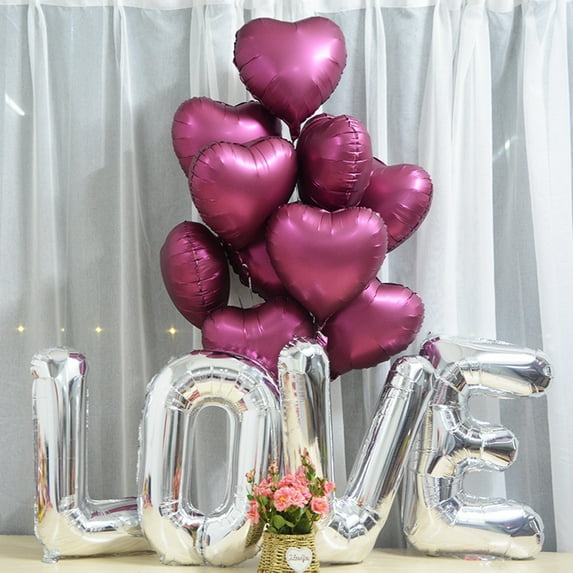sunsanly 50Pcs/Set 18-inch Party Balloon Metallic Love Heart/Star Shaped Aluminum Foil Wedding Party Decor Latex Balloon Party Supplies
