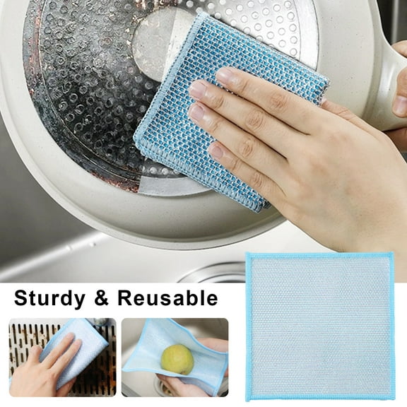sunsanly 5Pcs Kitchen Dishcloth Mesh Weaving Technology Double Sided Dishwashing Cloth Kitchen Cleaning Towel Dish Rag