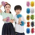 thumbnail image 1 of sunsanly 6 Pcs Cheerleading Pom Poms Elastic Wristband Ponytail Holder Hair Ropes Party Costume Gifts Bulk for Team Celebration Volleyball Game, 1 of 8