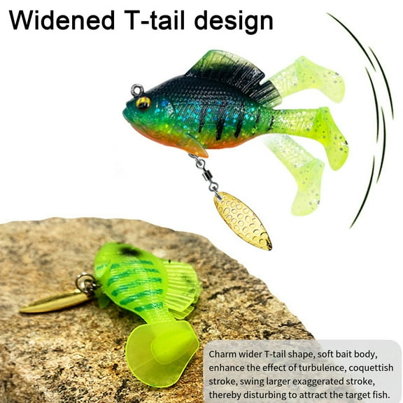 sunsanly 6CM/10G/14G Paddle Tail Fishing Lure with Hook Spinner 3D Eyes Swimbait Artificial Soft Bait Freshwater Saltwater Bass Trout Fishing Accessories