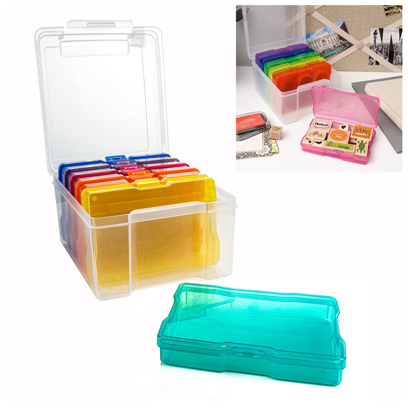 sunsanly 7Pcs Photo Storage Cases Storage Containers Strong Load-Bearing Capacity Compact Size Portable Transparent Photo Craft Storage Boxes