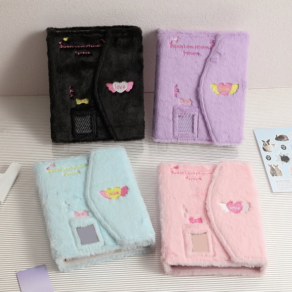 sunsanly A5 Cartoon Plush Photo Album Magnetic 3-Inch Kpop Photocard Storage Holder Mini Cards Celebrity Idol Photo Binder Picture Collection Book