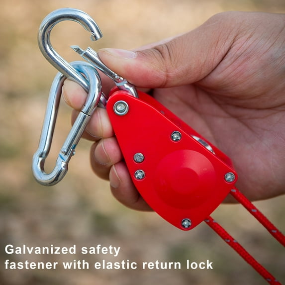 sunsanly Adjustable Rope Hanger Heavy Duty Ratchet Tie Down Strap Self-Locking Structure Double Hook Design Camping Ratcheting Pulley System