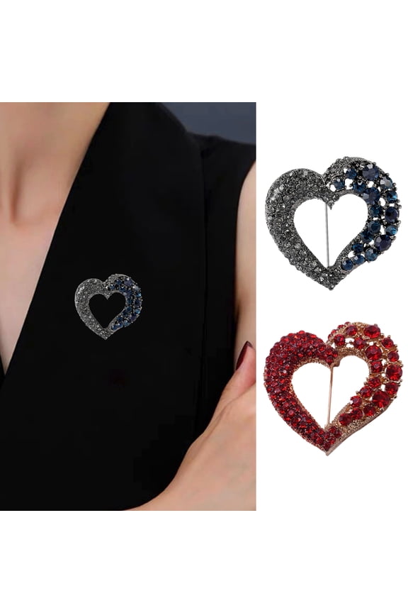 Alloy Rhinestone Hollow Heart Brooch Rhinestone-encrusted Process Pin Jewelry Wear-Resistant Anti-oxidation Brooch Gift for Valentine's Day Mother's Day