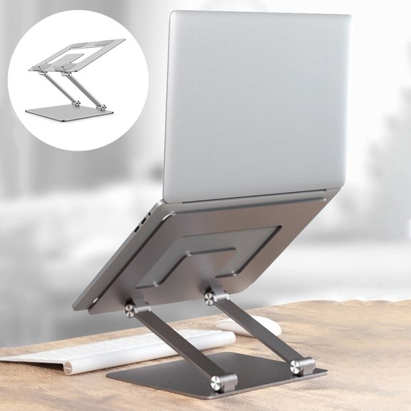 sunsanly Aluminum Alloy Laptop Holder Foldable Height Angle Adjustable Heat Dissipation Anti-slip Portable Desktop Tablet Computer Riser Stand PC Accessories