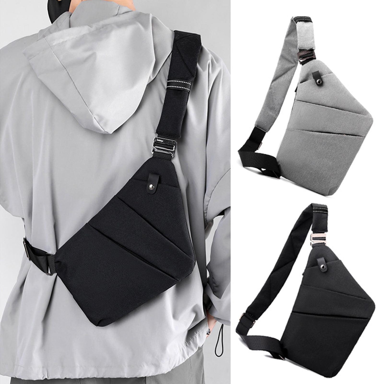 Anti-Theft Travel Sling Bag For Women & Men | Waterproof Crossbody Chest Bag With Adjustable Strap | Grey