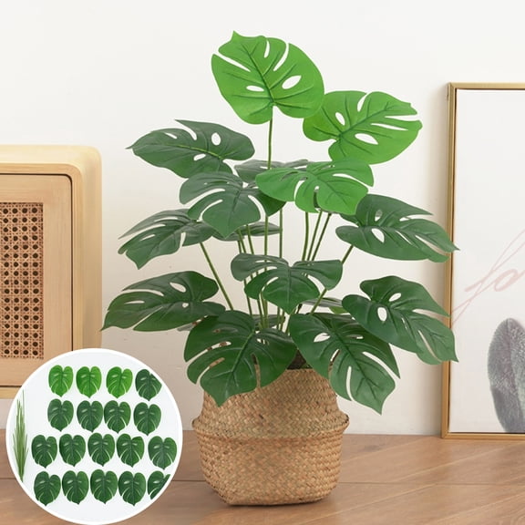sunsanly Artificial Monstera Deliciosa Plants 18 Head Realistic Home Office Table Centerpiece Faux Leaves Fake Greenery Indoor Outdoor Decoration