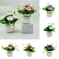 thumbnail image 1 of sunsanly Artificial Potted Plants 5 Flower Head Home Office Table Centerpiece Wedding Faux Floral Bonsai Indoor Outdoor Desktop Decoration, 1 of 8