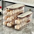 thumbnail image 1 of sunsanly Automatic Rolling Egg Container Fridge Storage Box Food Grade BPA Free Transparent Stackable Fridge Organizer with Lid, 1 of 8