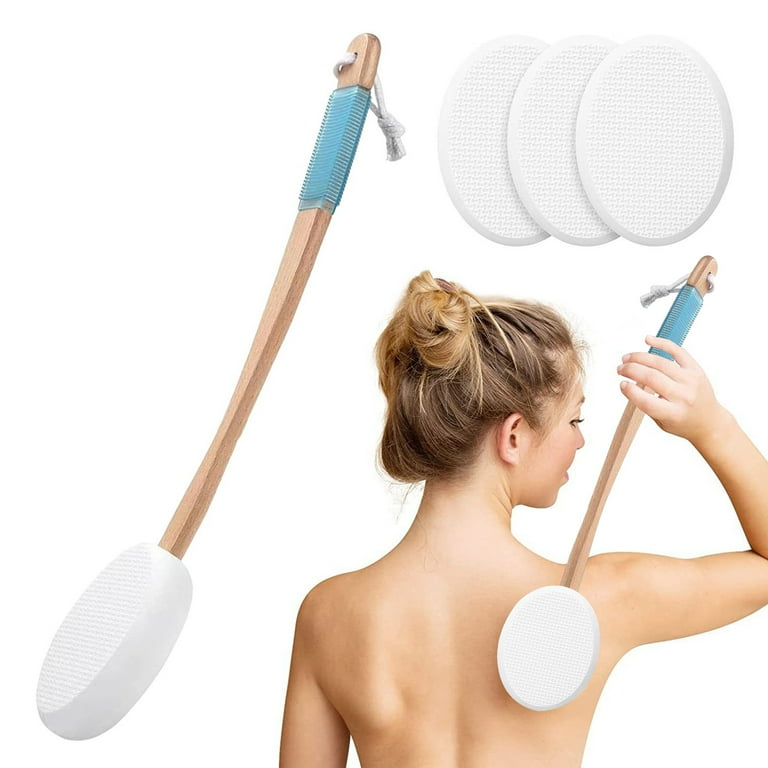 sunsanly Back Lotion Applicator with Replaceable Cotton Pads Even Coverage Sunscreen Cream Applicator with Curved Handle Back Feet Cleaning Bath Scrubber for Elderly Walmart