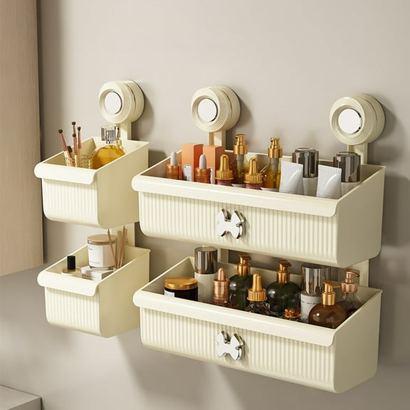 sunsanly Bathroom Storage Rack Drainage Detachable Thick Punch-free Anti-slip Strong Suction Cup Installation Great Load Bearing Shower Storage Organizer