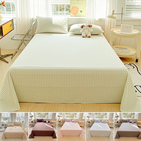 sunsanly Bedroom Fitted Sheet Plaid Print Machine Washable Thickened Fully Wrapped Mattress Protection Cover Hotel Dormitory Bedding Sheet for Single Double Bed