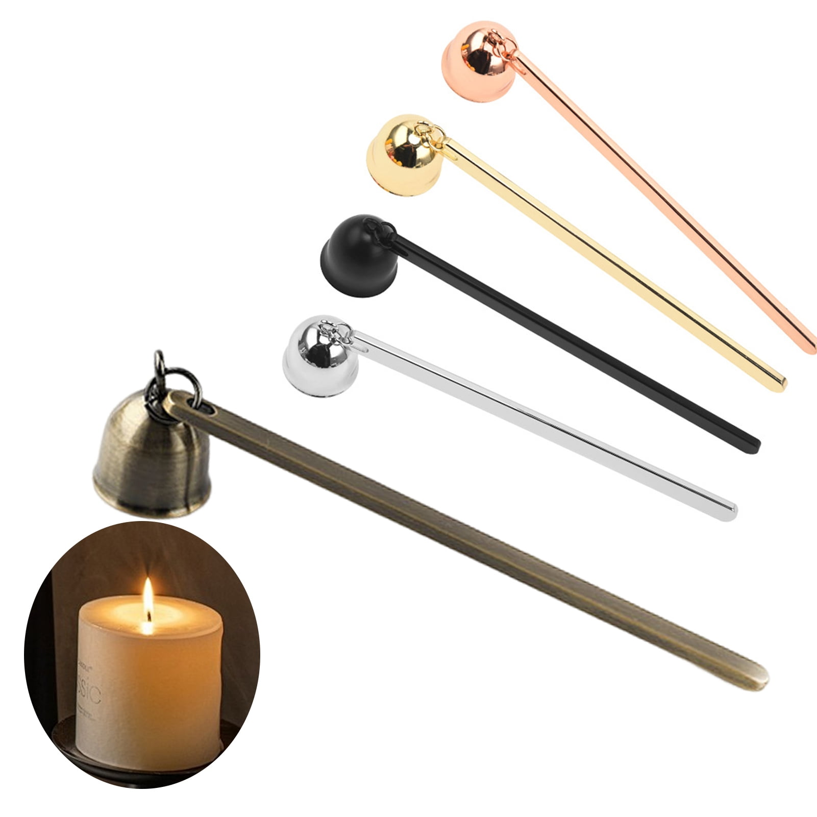 sunsanly Bell Candle Extinguisher with Long Handle Polished Stainless ...